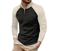 Gefomuofe Poloshirts Herren 1/4 Zip Langarm Tops Stretch Freizeitshirt Sport Sweatshirt Streetwear Langarmshirt Baggy Laufshirt Oberteile Pullover Businesshemd