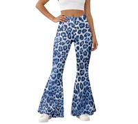 Gefomuofe Schlaghose Leggings Damen Bauchkontrolle Glockenunterteil ausgestellte Leggings Yogahose Blickdicht Sweatpants Weiche Jazzpants Leopardmuster Casualhose