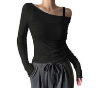 Gefomuofe Schulterfreies Oberteil Damen Transparentes Mesh Langarmshirt Off Shoulder Tops Langarm Durchsichtige Shirts Casual Strickpullover Party Club Outfits
