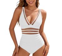 Gefomuofe Schwimmanzug Damen Mesh Bademode Bikini Push Up Badeanzug Training Sport Damenbadeanzüge Schnelltrocknend Shaping Swimwear Schlankheits Beachwear