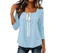 Gefomuofe Sportshirt Damen Große Größen Seidenblusen Festliches Tshirt Baumwolle Leichte Tee Drucken Hemd Basic Blusenshirt Teenager Mädchen T-Shirt Freizeit Damenblusen