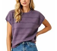 Gefomuofe Strickshirt Damen Rundhal Strickweste Ärmellose Strickpullover Loose Fit Einfarbig Sweater Pullover Basic Freizeitshirt Flügelärmeln Oberteil Kurzarmpullover