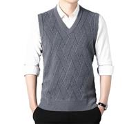 Gefomuofe Strickweste Herren V-Ausschnitt Ärmellos Sweater Casual Gestreifte Strickwaren Business Weste Argyle Lässig Pulloverwestee Dick Pullunder Mäntel