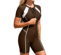 Gefomuofe Surfanzug Damen Kurze Anzüge Neopren Badeanzug Stretch Neoprenanzug Kurzarm Tauchanzug Schnell Wetsuit Outdoor Schwimmanzug Reißverschluss Badebekleidung