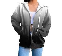 Gefomuofe Sweatjacke Damen mit Kapuze Langarm Jacket Sommerjacke Oversized Sweatshirt Einfarbige Loose Frühling Damenjacke Outwear Pilotenjacke Blouson Reißverschluss Casual Jacken