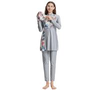 Gefomuofe Swimsuits For Women Muslim Langarm Badeanzug Lange Ärmel Volle Abdeckung Zipper Blumen Badeshirt Schwimmhose Ganzkörper Anzug Bademode Strandkleidung