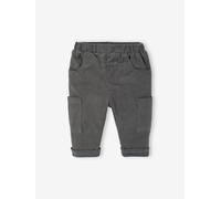 Gefütterte Baby Cordhose im Cargo-Stil, Dehnbund grau Gr. 74 von vertbaudet