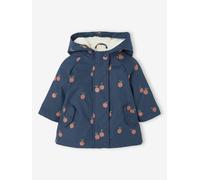 Gefütterte Mädchen Baby Regenjacke mit Blumen & Recycling-Polyester nachtblau Gr. 92/98 von vertbaudet
