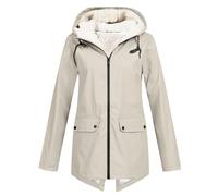 Gefütterte Regenjacke Damen Wasserdicht, Regenmantel Damen Gefüttert Warm,Winterjacke Damen mit Teddyfell Kapuze Outdoor Jacke Mantel Dicke Plüsch Wintermantel Wanderjacke Softshelljacke Regenmantel