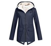 Gefütterte Regenjacke Damen Wasserdicht, Regenmantel Damen Gefüttert Warm,Winterjacke Damen mit Teddyfell Kapuze Outdoor Jacke Mantel Dicke Plüsch Wintermantel Wanderjacke Softshelljacke Regenmantel