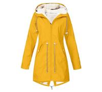 Gefütterte Regenjacke Damen Wasserdicht, Regenmantel Damen Gefüttert Warm,Winterjacke Damen mit Teddyfell Kapuze Outdoor Jacke Mantel Dicke Plüsch Wintermantel Softshelljacke Windjacke Regenmantel