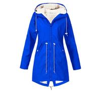 Gefütterte Regenjacke Damen Wasserdicht - Regenmantel Damen Gefüttert Warm Winterjacke mit Teddyfell Kapuze Outdoor Jacke Mantel Dicke Plüsch Wintermantel Softshelljacke Windjacke Regenmantel