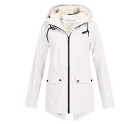 Gefütterte Regenjacke Damen Wasserdicht - Regenmantel Damen Gefüttert Warm Winterjacke mit Teddyfell Kapuze Outdoor Jacke Mantel Dicke Plüsch Wintermantel Wanderjacke Softshelljacke Regenmantel
