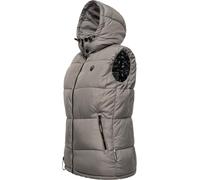 Steppweste MARIKOO "Eisflöckchen", Damen, Gr. L (40), grau, Obermaterial: 100% Polyester; Innenseite: 100% Polyester; Fellimitat: 90% Polyacryl, 10% Polyester, Westen Steppweste, warme Steppweste mit