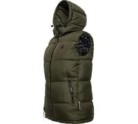 MARIKOO Damen Winter Weste Steppweste mit Kapuze und Fellkragen B896