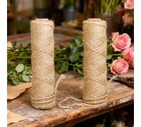 Gegaden 50m x 2Pcs Jute-Schnur, 2mm Braun Juteschnur, Braun Natur Jute Kordel für Basteln, Makramee-Dekoration, Geschenkverpackungen