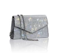 GEGELE Glitzernde Abendtaschen für Damen, Glitzer, Strass, Clutch, Geldbörse für Party, Abschlussball, Hochzeit, silber