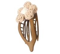 Gehäkelte Blumen Haarspange für Damen mit Starkem Halt, Khaki | Gestricktes Design, Kunststoff und Kunstharz, Duckbill Clip Struktur, für Reisen und Dates