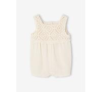 Gehäkelter Kurzoverall Mädchen Baby vanille Gr. 80 von vertbaudet