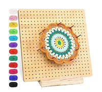 Gehäkeltes Blockierbrett mit 6 Nadeln, Granny Square Blocking Board (S) | Häkelzubehör aus Holz für Häkeler, Blockbretter für Häkelprojekte, Häkelblock mit 3 mm Lochdurchmesser