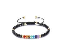 GEHECRST 7 Chakra Armband Heilsteine Armband Chakra Steine Armbänder Obsidian Perlenarmband Yoga Energietherapie Reiki Heilung Glücksarmband Schmuck für Damen Herren
