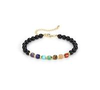 GEHECRST Edelstein 7 Chakra Armband Obsidian Perlenarmband Heilsteine Armband Echte Steine Armbänder Yoga Energietherapie Reiki Heilung Glücksarmband Schmuck für Damen Herren
