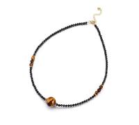 GEHECRST Tigerauge Obsidian kette mit Tigerauge Edelstein Anhänger Heilsteine Halskette Natürliche Edelstein Perlenkette Glückskette Talisman Spirituelle Geschenke für Damen Herren