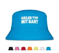 Geiler Typ mit Bart - Fischerhut | Anglerhut | Sonnenhut | Sommer | Party | Malle | lustige Sprüche | OneSize | Malle | Urlaub (Blau)