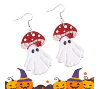 Geister-Ohrringe aus Holz, doppelseitig bedruckt, Gothic-Geister-Party | Halloween-Schmuck für Urlaub, Strand, Statement, Urlaub, Festival, Alltag, Party, Tanz, Hochzeit
