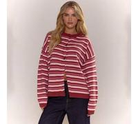 Geknöpfter, überschnittener gestreifter Strickjacke, süß, cool, gemütlich für Herbst, Winter, Alltag, Clean Girl Lässig, Weihnachten, Cottage Core, Ol