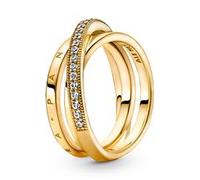 Gekreuzter Ring für Damen mit Zirkonia