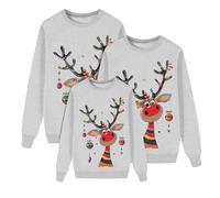Gelb Rot Damen Herren Kinder Familie Weihnachtspullover Lustig Weihnachtspulli Ugly Christmas Rentier Sweater Rundhals Strickpullover Reindeer Unisex Weihnachts Pullover Gold 146 152 128 116 5XL 6XL