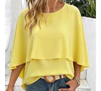 Gelbes Hemd für Frauen im mittleren Alter und ältere Frauen, Rundhalsausschnitt, Schal-Stil, lässig elegant, für Urlaub, Frühling, Sommer, Herbst, for