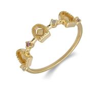 Gelbgold 9K/14K/18K Echte Verlobungsring mit Lila Amethyst, Hohl Au 375/585/750 Gold Pärchen Ringe Topas
