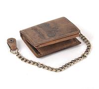 Geldbörse 1 G796A-Biker 25-braun mit Kette Save-hoch Rindleder Greenburry