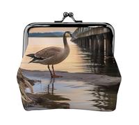 Geldbörse aus Leder für Damen, Clutch, Ozean, Strand, mit Kiss-Lock Mini-Geldbörse, Kartenhalter, Wild Goose By the Bridge, Eine Größe, Münzgeldbörse
