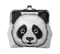 Geldbörse aus Leder für Damen mit Kussschloss, Anime-Panda-Gesicht, Clutch, Mini-Geldbörse