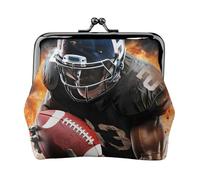 Geldbörse aus Leder für Damen, mit Kussverschluss, coole American Football-Clutch, Mini-Geldbörse