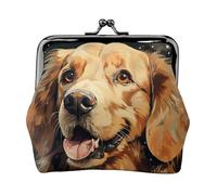 Geldbörse aus Leder für Damen mit Kussverschluss, Golden Retriever, Clutch, Mini-Geldbörse