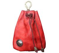 Geldbörse aus Rindsleder, tragbare Schlüsseltasche, Aufbewahrungstasche mit Kordelzug, Mini-Multifunktions-Geldbörse für Damen und Herren, Leder-Aufbewahrungstasche, weinrot, Refer to description