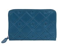 Geldbörse BRUNO BANANI, Damen, blau, Leder, leicht glänzend, unifarben, Kleinlederwaren, echt Leder (95696465-0) blau