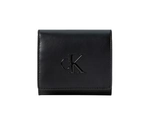 Geldbörse CALVIN KLEIN "BOLD CK MEDIUM BIFOLD", Damen, schwarz, Lederimitat, unifarben, Basic, Kleinlederwaren, Geldbeutel, Portemonnaie, Money Pocket mit CK-Logo (39655458-0) schwarz