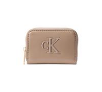 Geldbörse CALVIN KLEIN "BOLD CK MEDIUM ZIP AROUND", Damen, desert taupe, Lederimitat, unifarben, Kleinlederwaren, Damen Portemonnaie, Geldbeutel, Money Pocket mit CK-Logo (36223659-0) desert taupe