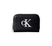 Geldbörse CALVIN KLEIN "BOLD CK MEDIUM ZIP AROUND", Damen, schwarz, weiß, Lederimitat, Kleinlederwaren, Mini Portemonnaie, Geldbeutel, Money Pocket mit CK-Logo (97736730-0) schwarz, weiß