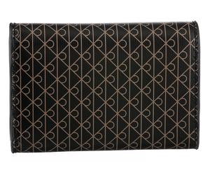 Geldbörse CALVIN KLEIN "EMBLEM AOP TRIFOLD W/ ZIP POCKET", Damen, schwarz, Lederimitat, Polyester, bedruckt, Kleinlederwaren, Damen Portemonnaie, Geldbeutel mit CK-Logo (66520821-0) schwarz