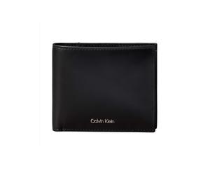 Geldbörse CALVIN KLEIN "RAISED BILLFOLD W/ COIN", Damen, schwarz, Leder, unifarben, Basic, Kleinlederwaren, Geldbeute, Portemonnaie, Money Pocket mit CK-Logo (64550968-0) schwarz