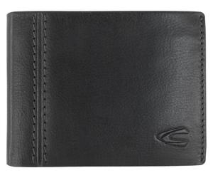 Geldbörse CAMEL ACTIVE "Bilbao", Herren, schwarz, Leder, clean, gepflegt, kontrastfarbene Details, leichte Abriebeffekte, unifarben, unifarben mit Farbeinsatz, used, Basic, Kleinlederwaren, aus weiche