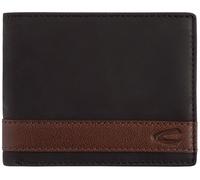 Geldbörse CAMEL ACTIVE "Taipeh", Herren, schwarz, Leder, clean, gepflegt, unifarben mit Farbeinsatz, used, Kleinlederwaren, aus hochwertigem Rindsleder mit braunen Querstreifen und RFID Schutz (433680