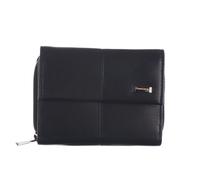 Geldbörse GREENLAND NATURE, Damen, schwarz, Baumwolle, Leder, unifarben, Kleinlederwaren, Reißverschlussbörse, Damenbörse, Portemonnaie (19180418-0) schwarz