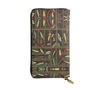 Geldbörse im Angelköder-Stil für Herren, lange Clutch-Geldbörse, Vintage-Geldbörse, Business-Geldbörsen, die Gentlemanly Manieren zeigen., Schwarz , Einheitsgröße